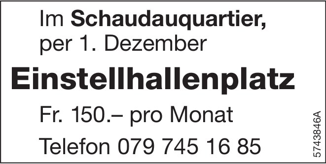 Einstellhallenplatz, Schaudauquartier, zu vermieten