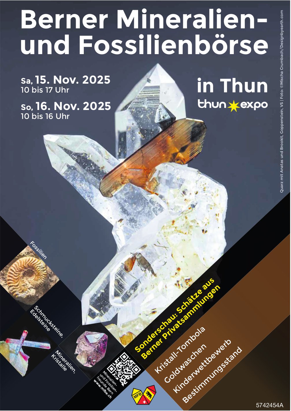 Berner Mineralien- und Fossilienbörse, 15. und 16. November, Thun Expo