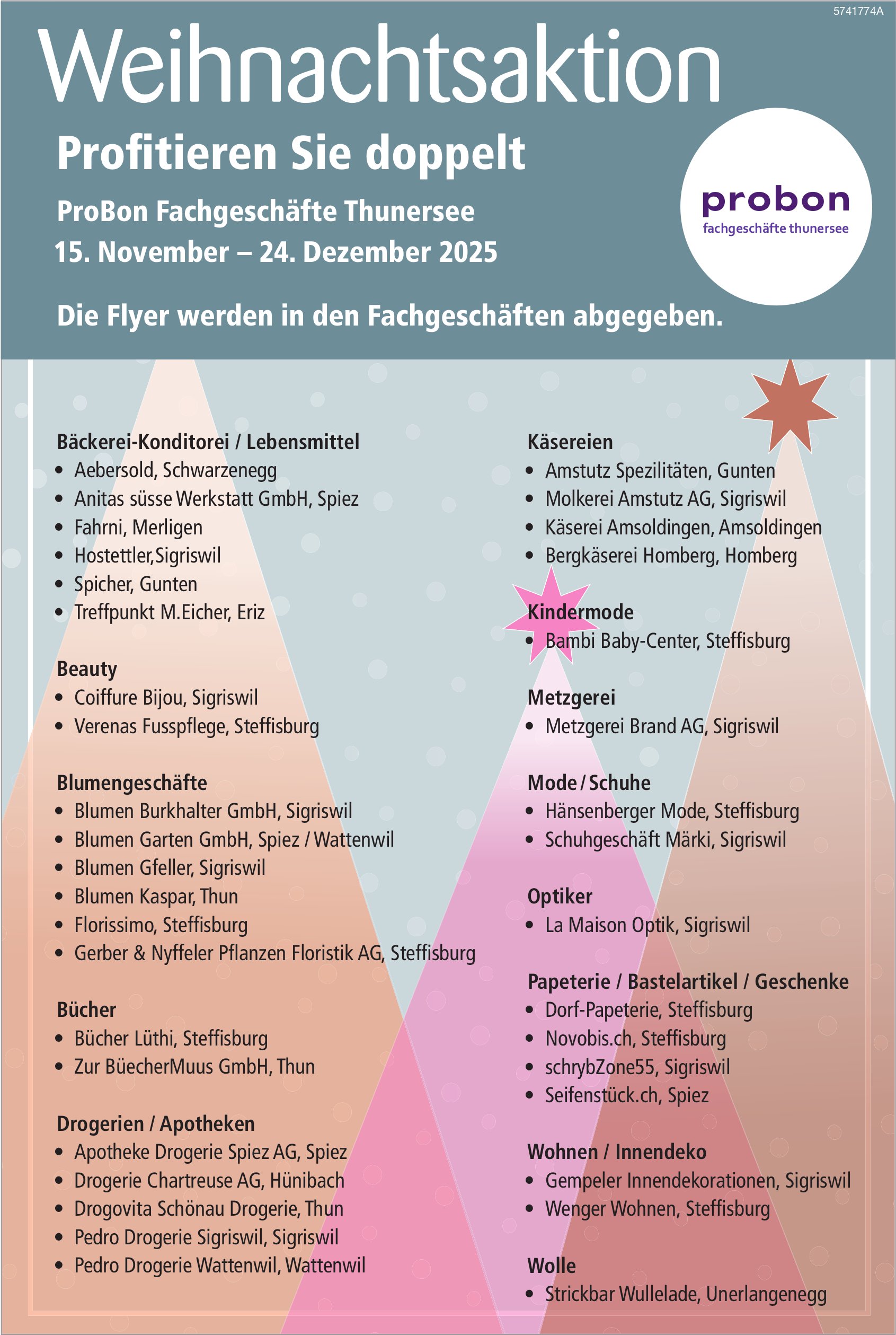 Weihnachtsaktion, 15. November bis 24. Dezember, Fachgeschäfte, Thunersee