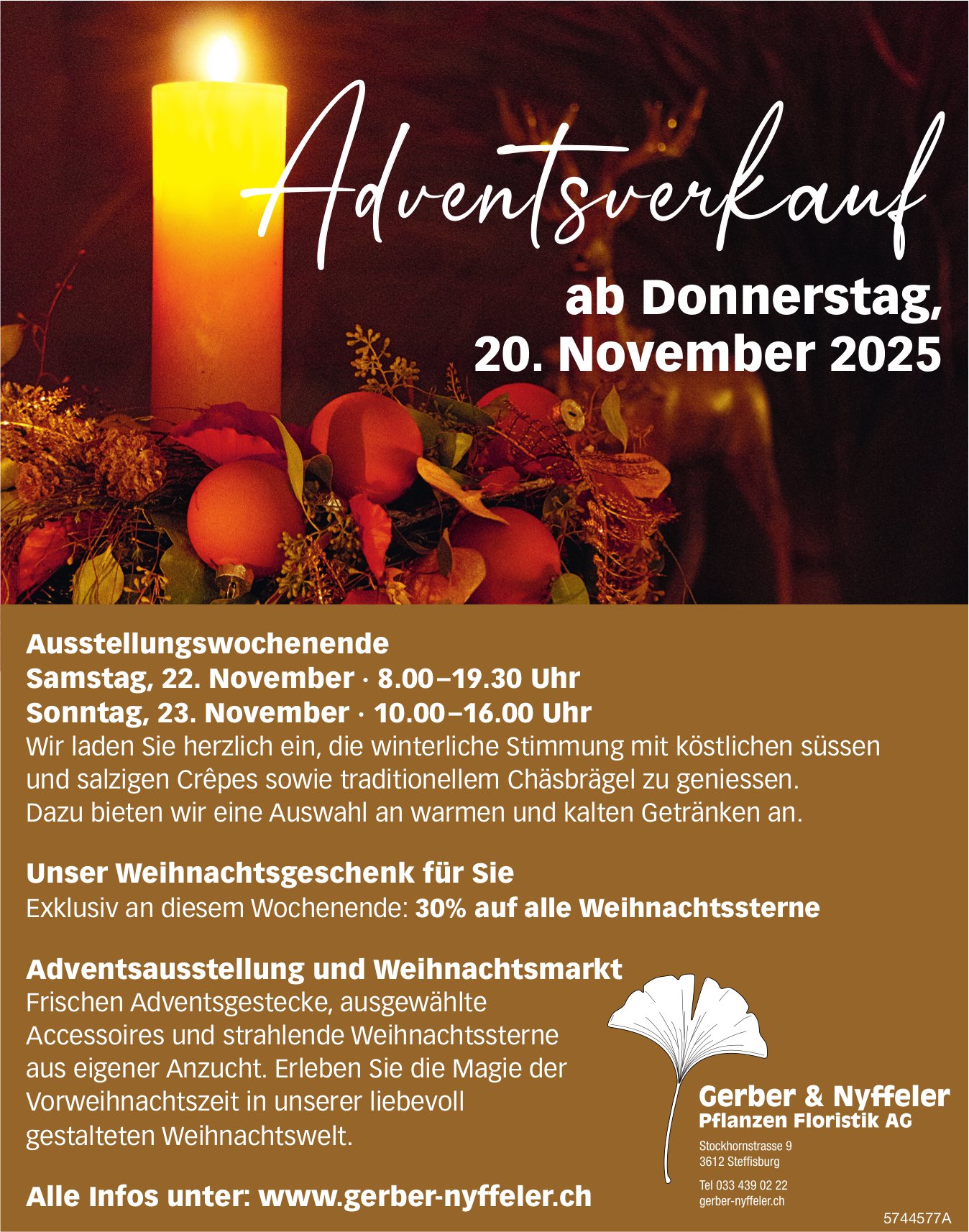Ausstellungswochenende, 20. bis 23. November, Gerber & Nyffeler, Steffisburg