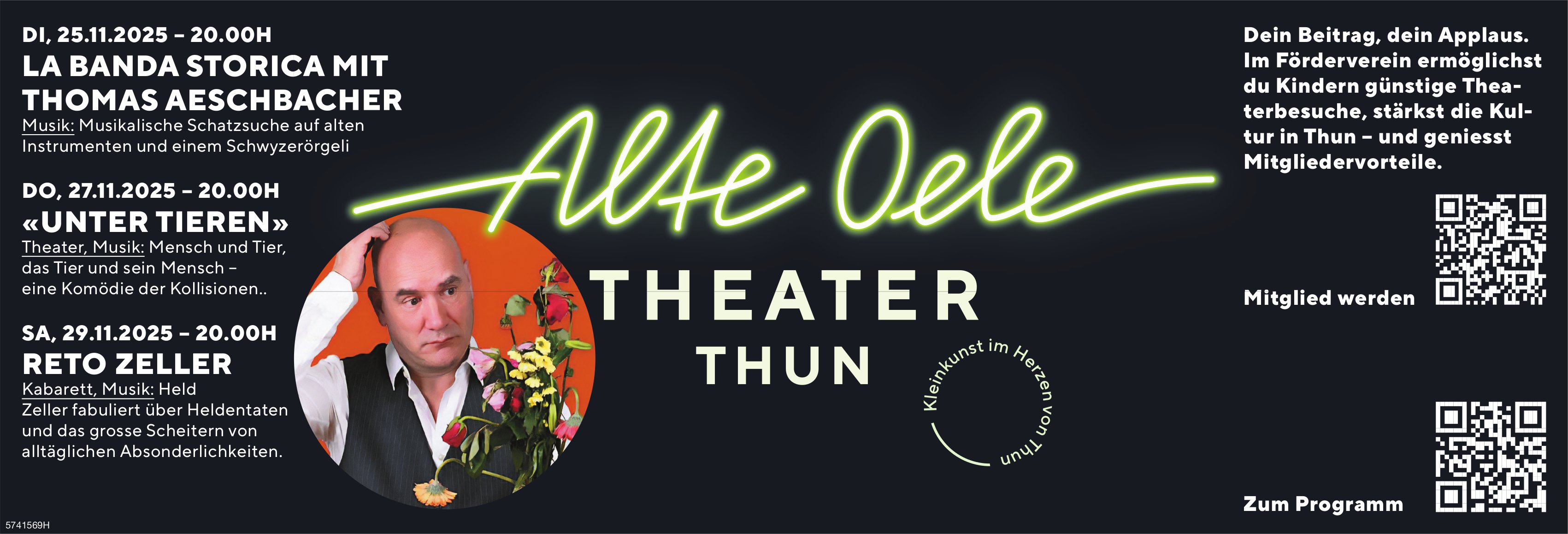 La Banda Storica mit Thomas Aeschbacher, Unter Tieren,  Reto Zeller, 25./27. und 29. November, Alte Oele, Thun