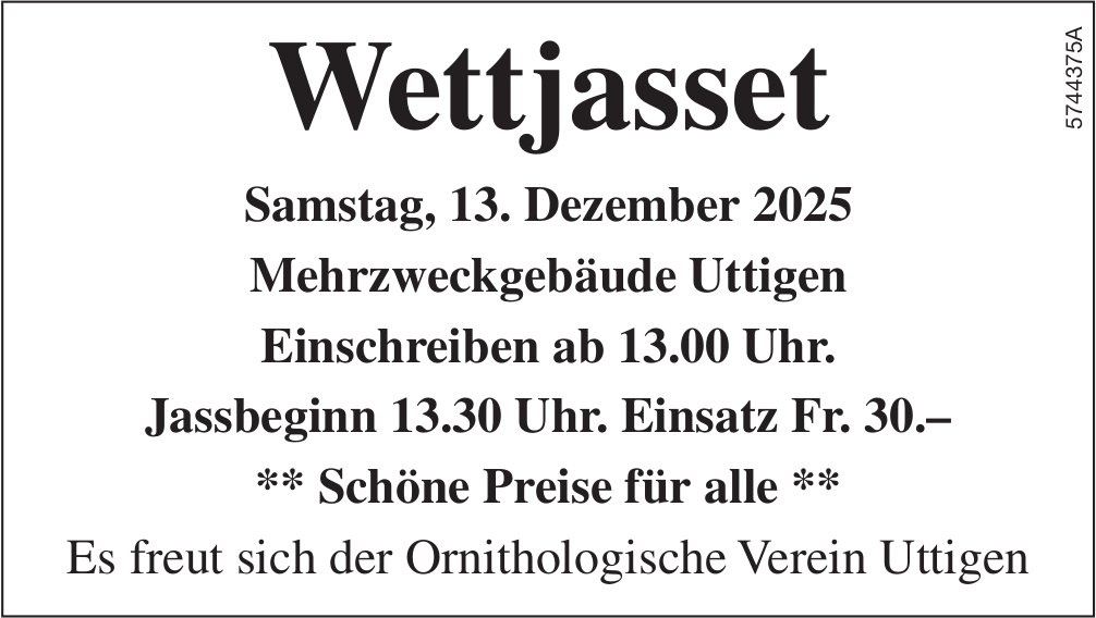 Wettjasset, 13. Dezember, Mehrzweckgebäude, Uttigen