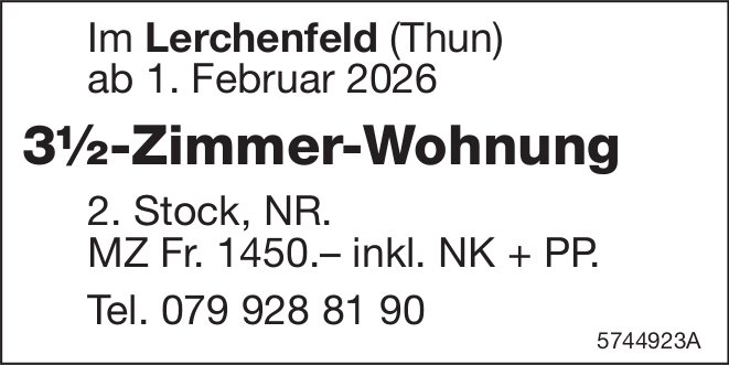 3.5-Zimmer-Wohnung, Thun, zu vermieten