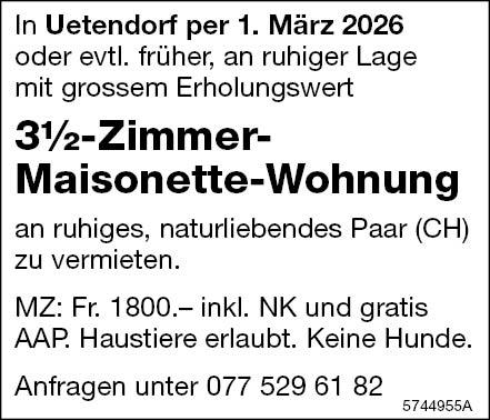 3.5-Zimmer-Maisonette-Wohnung, Uetendorf, zu vermieten