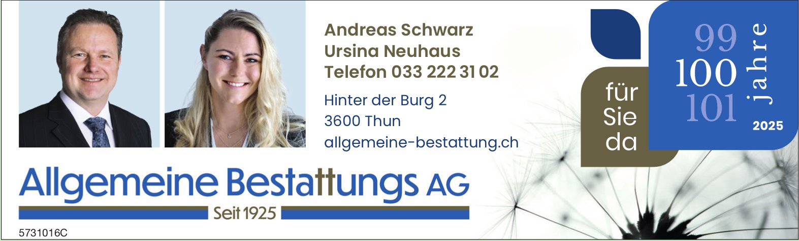 Allgemeine Bestattungs AG, Thun - Für Sie da