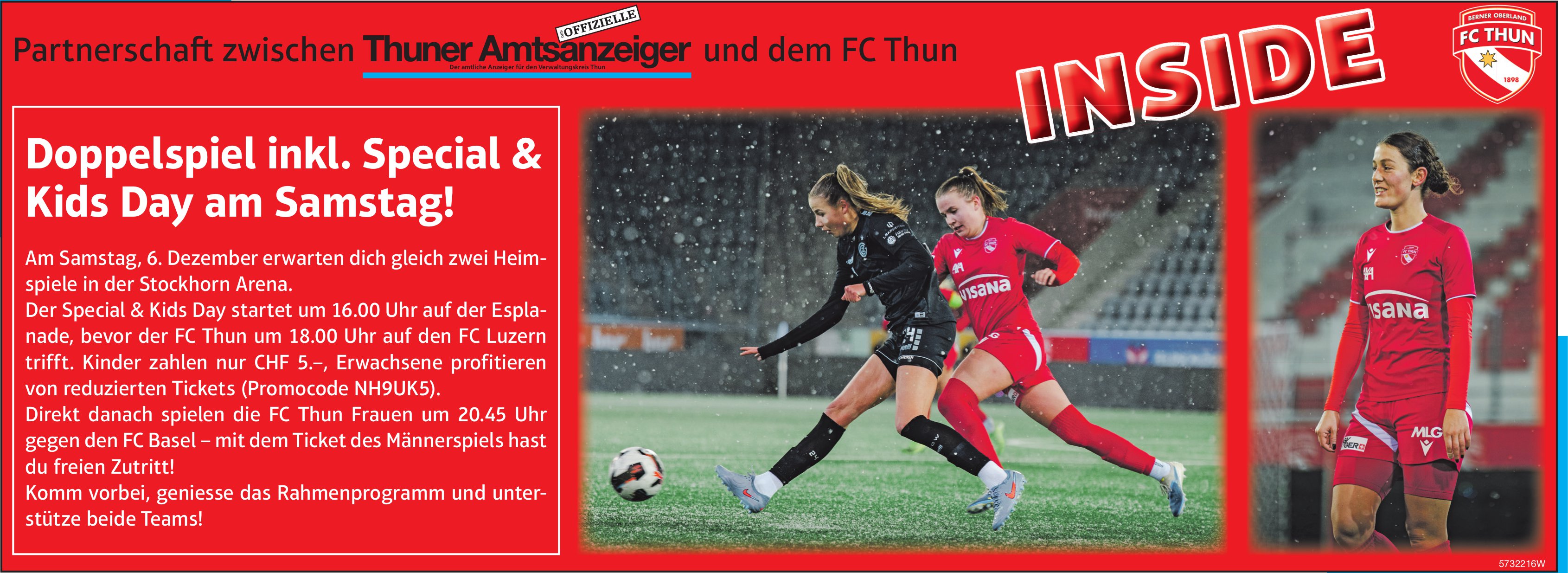 FC Thun, Doppelspiel inkl. Special & Kids Day am Samstag!