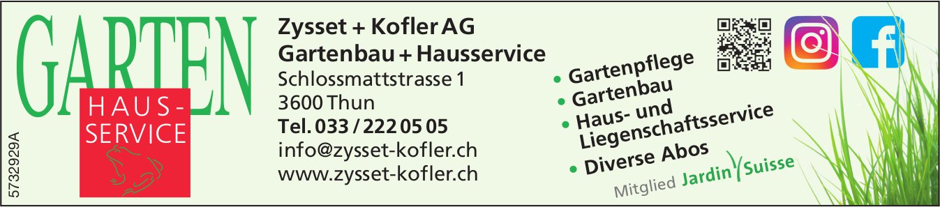 Zysset + Kofler AG, Thun - Gartenbau + Hausservice