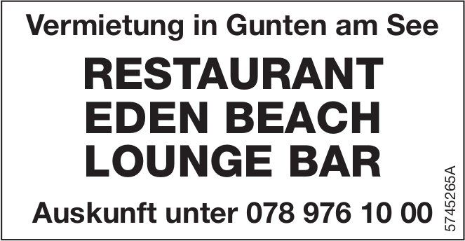 Restaurant Eden Beach Lounge Bar, Gunten am See, zu vermieten