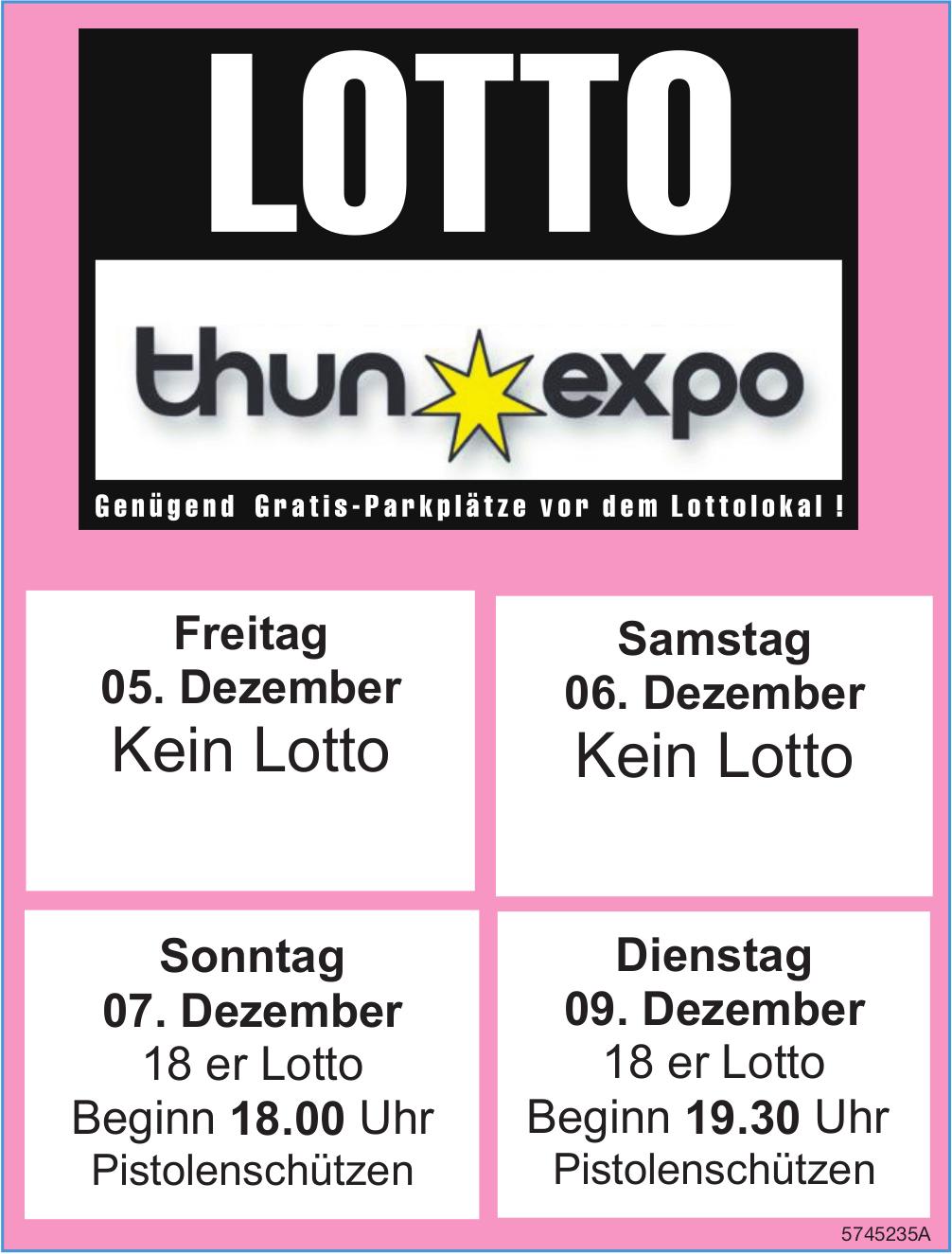 Lotto, 7. und 9. Dezember, Thun Expo