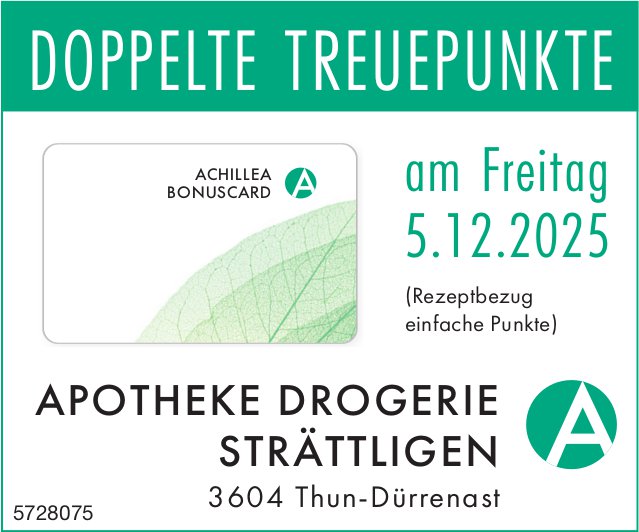 Apotheke Drogerie Strättligen, Thun - Doppelte Treuepunkte am Freitag