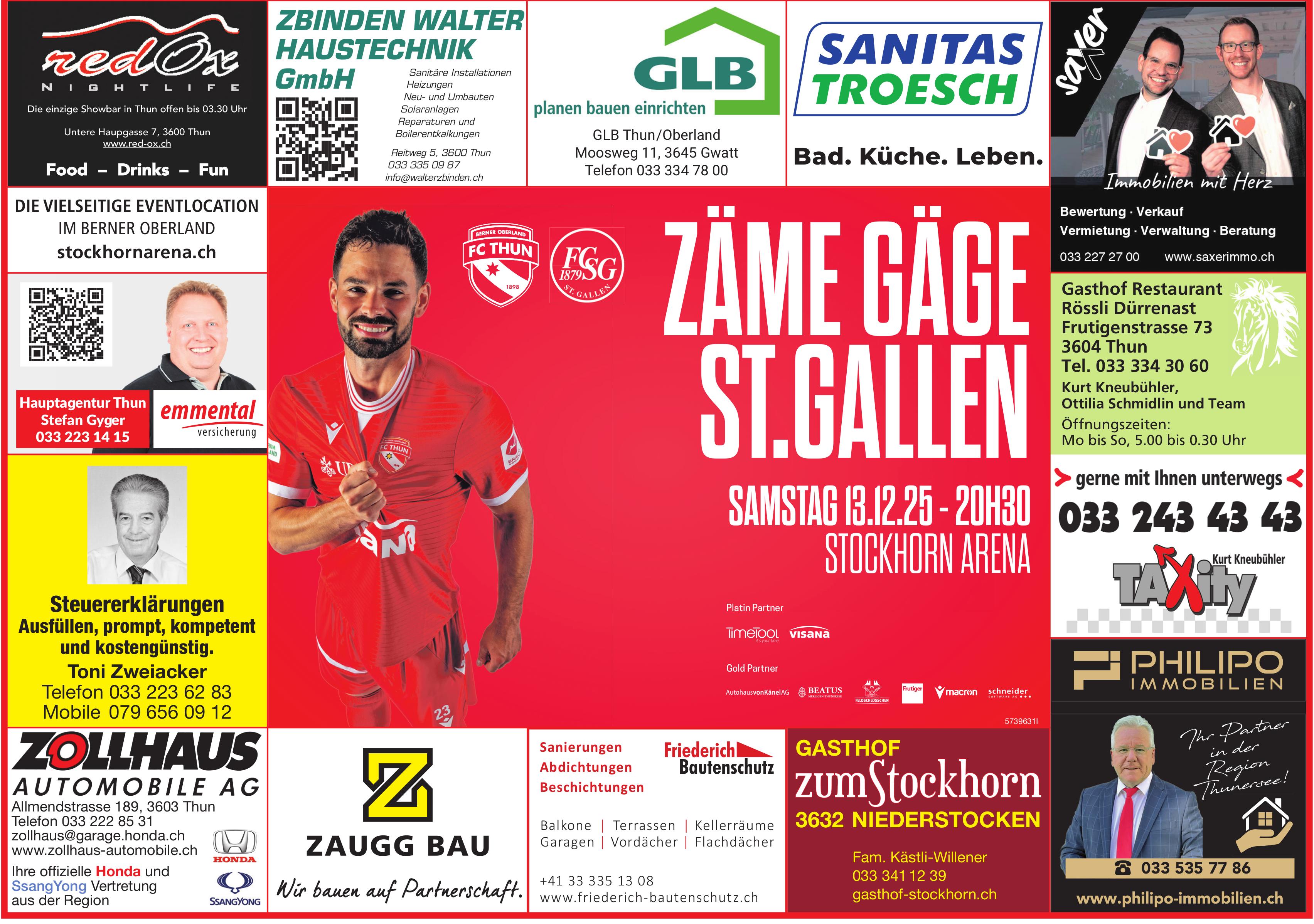 Zäme gäge St.Gallen, 13. Dezember, Stockhorn Arena