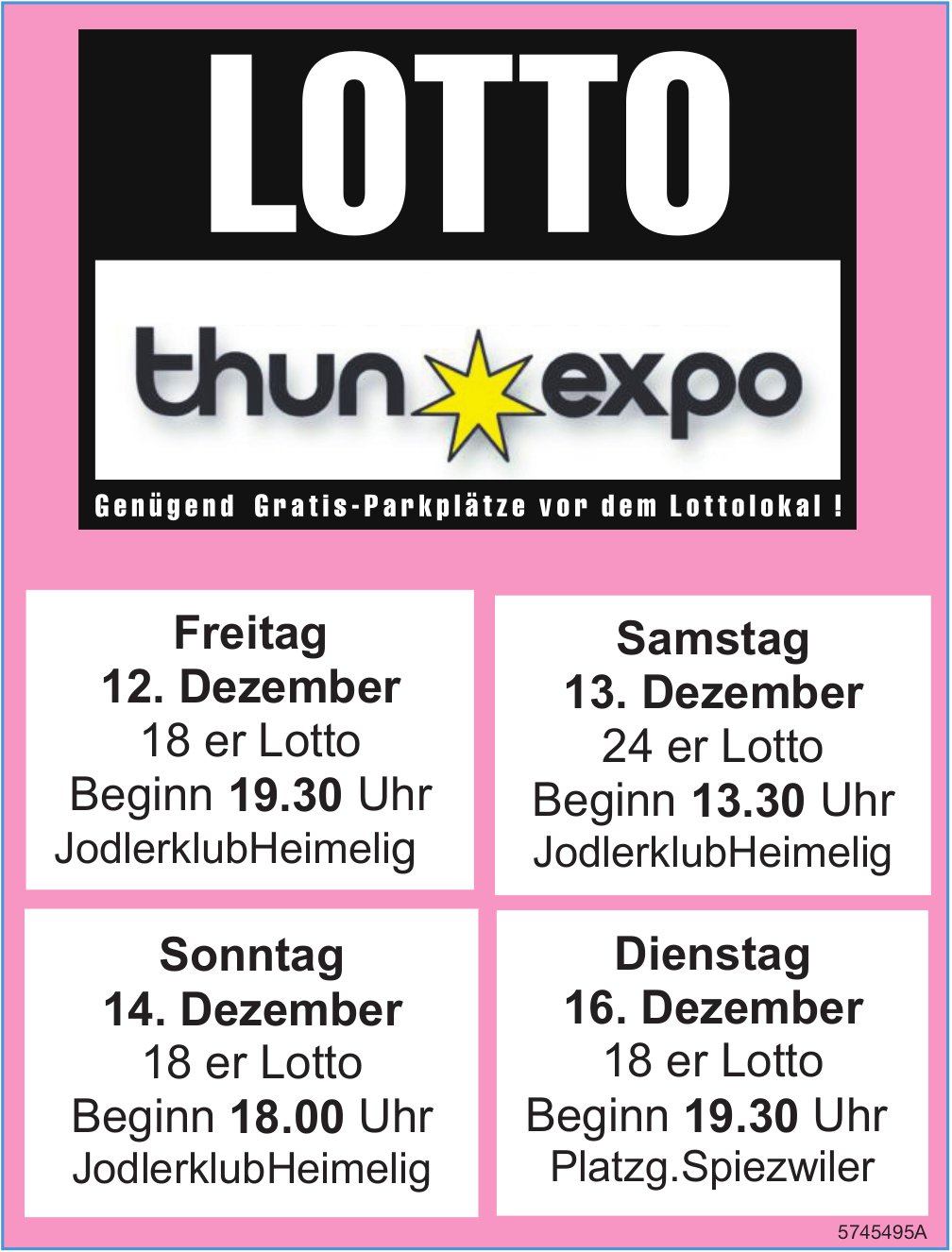 LOTTO, 12. - 16. Dezember, thun expo