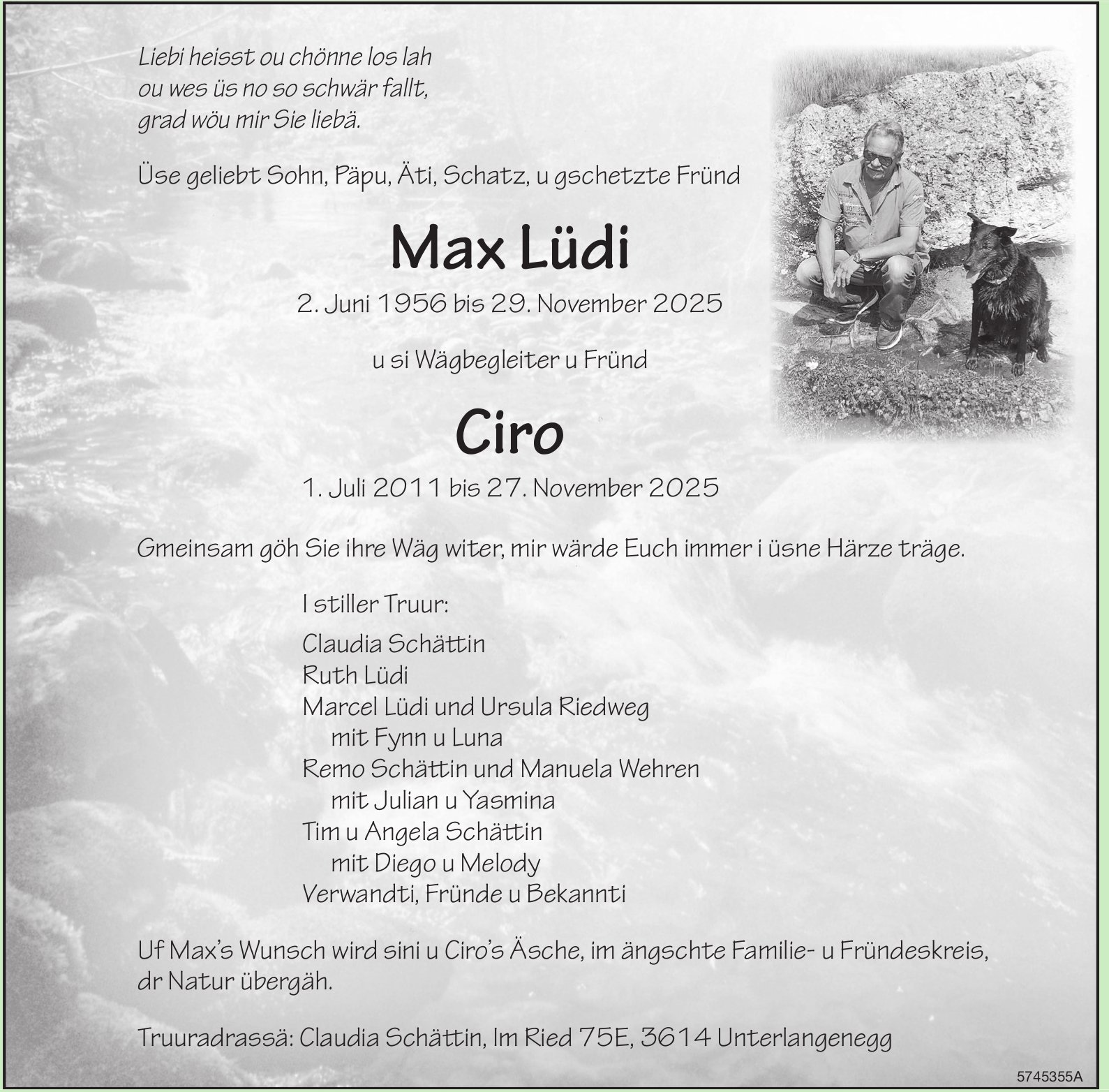 Max Lüdi u si Ciro, November 2025 / TA