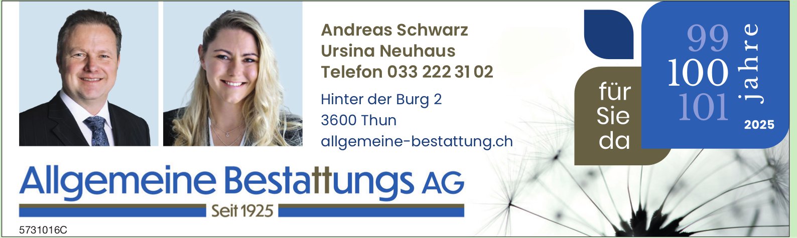 Allgemeine Bestattungs AG, Thun - Für Sie da
