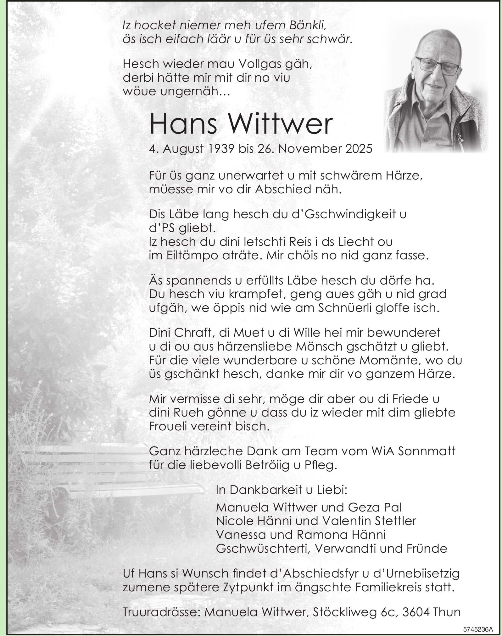 Wittwer Hans, November 2025 / TA