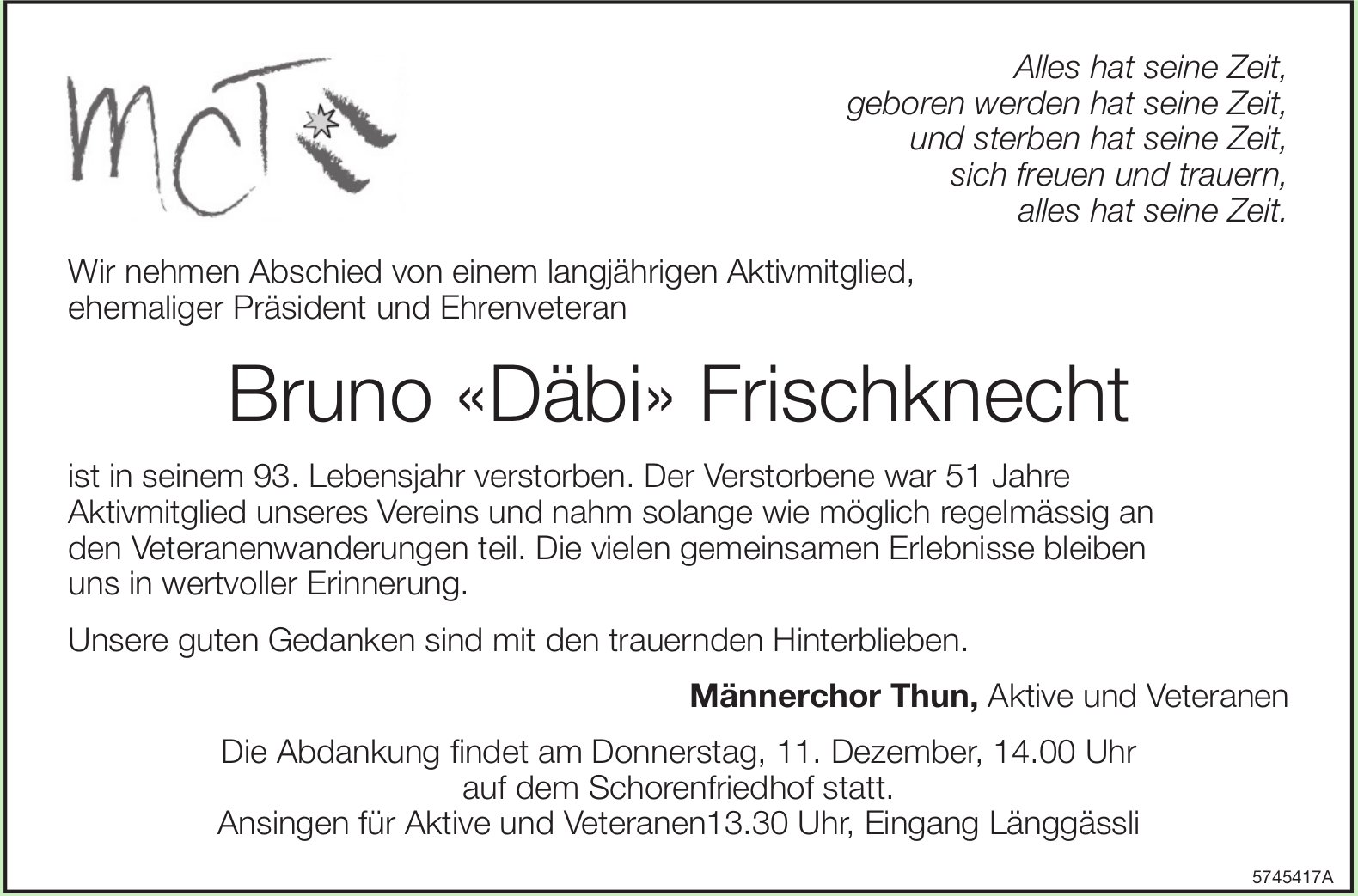Frischknecht Bruno «Däbi» / TA