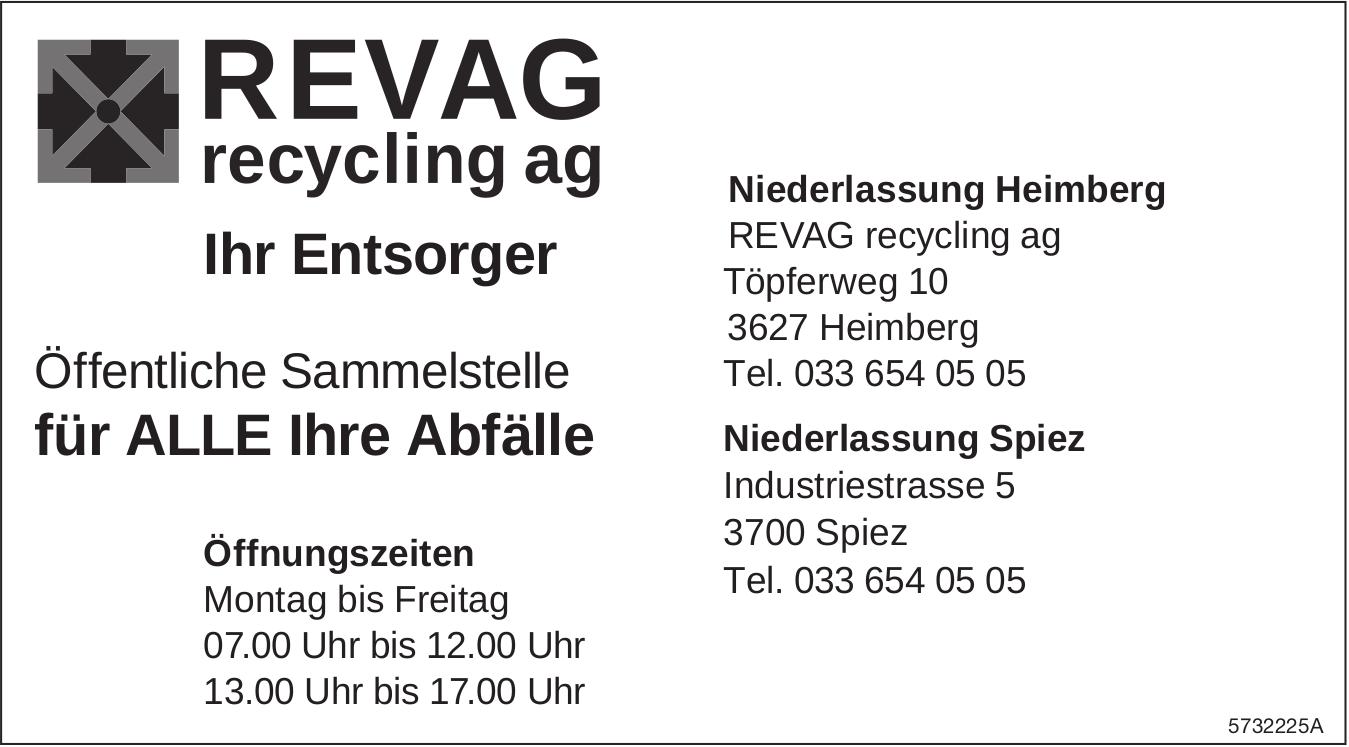 Revag Recycling AG, Heimberg - Öffentliche Sammelstelle für Alle Ihre Abfälle