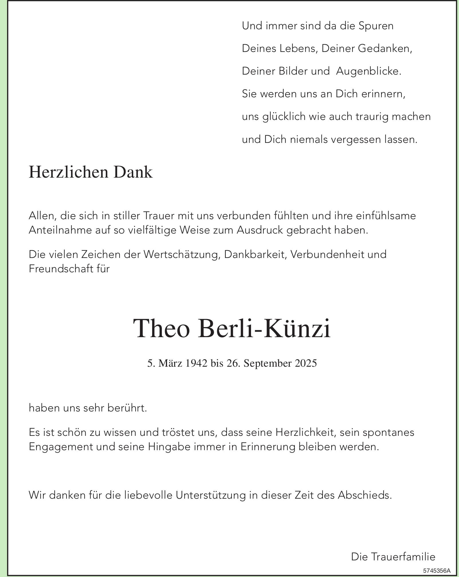 Berli-Künzi Theo, im Dezember 2025 / DS