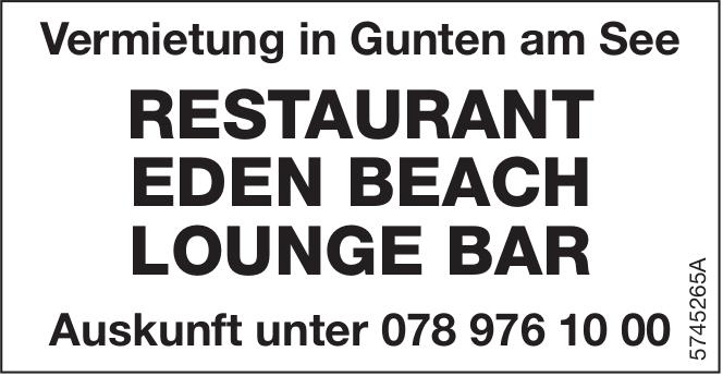Restaurant Eden Beach Lounge Bar, Gunten am See, zu vermieten