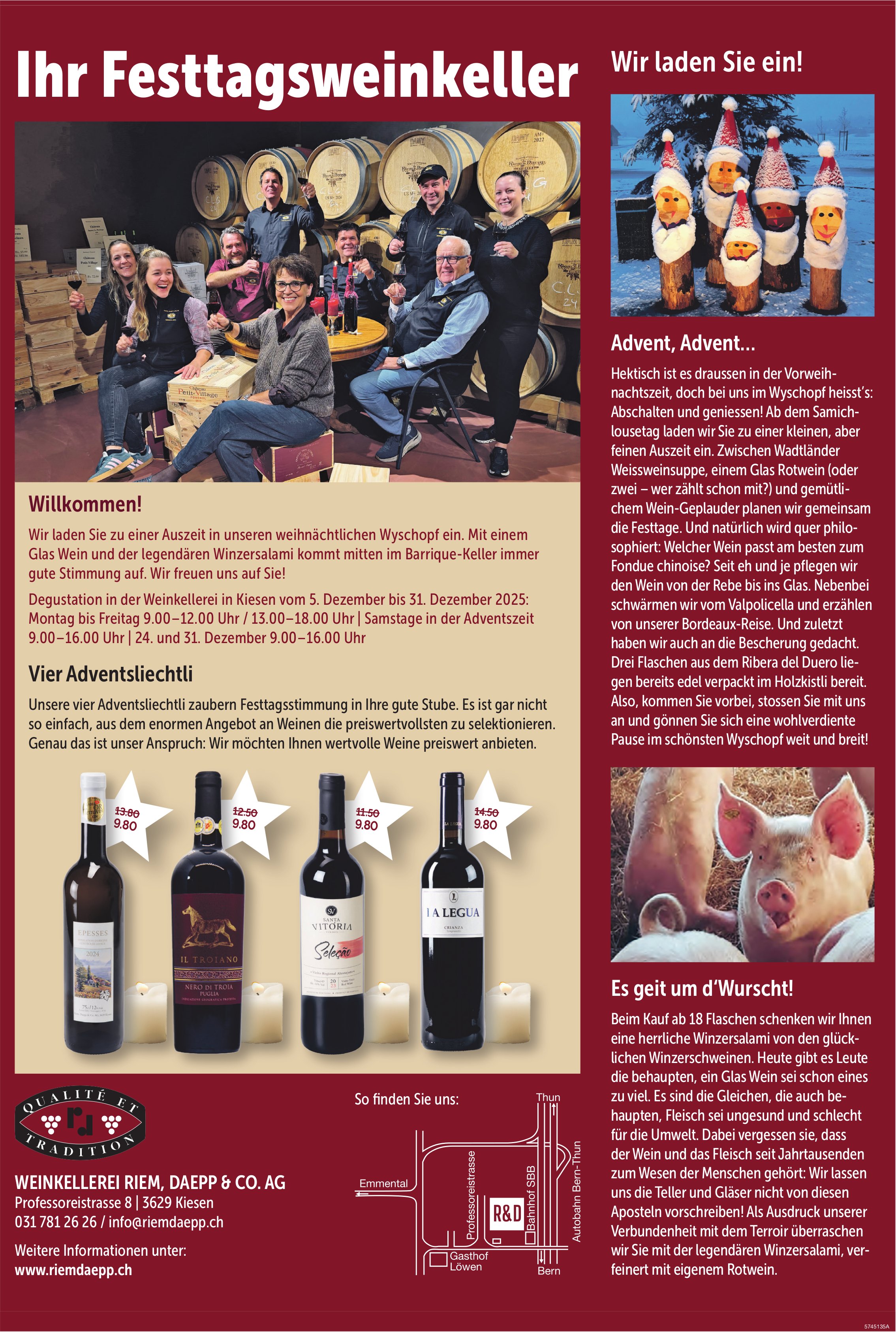 Ihr Festtagsweinkeller: Wir laden Sie ein!, 5. - 31. Dezember, Kiesen