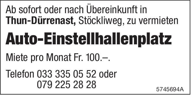 Auto-Einstellhallenplatz, zu vermieten
