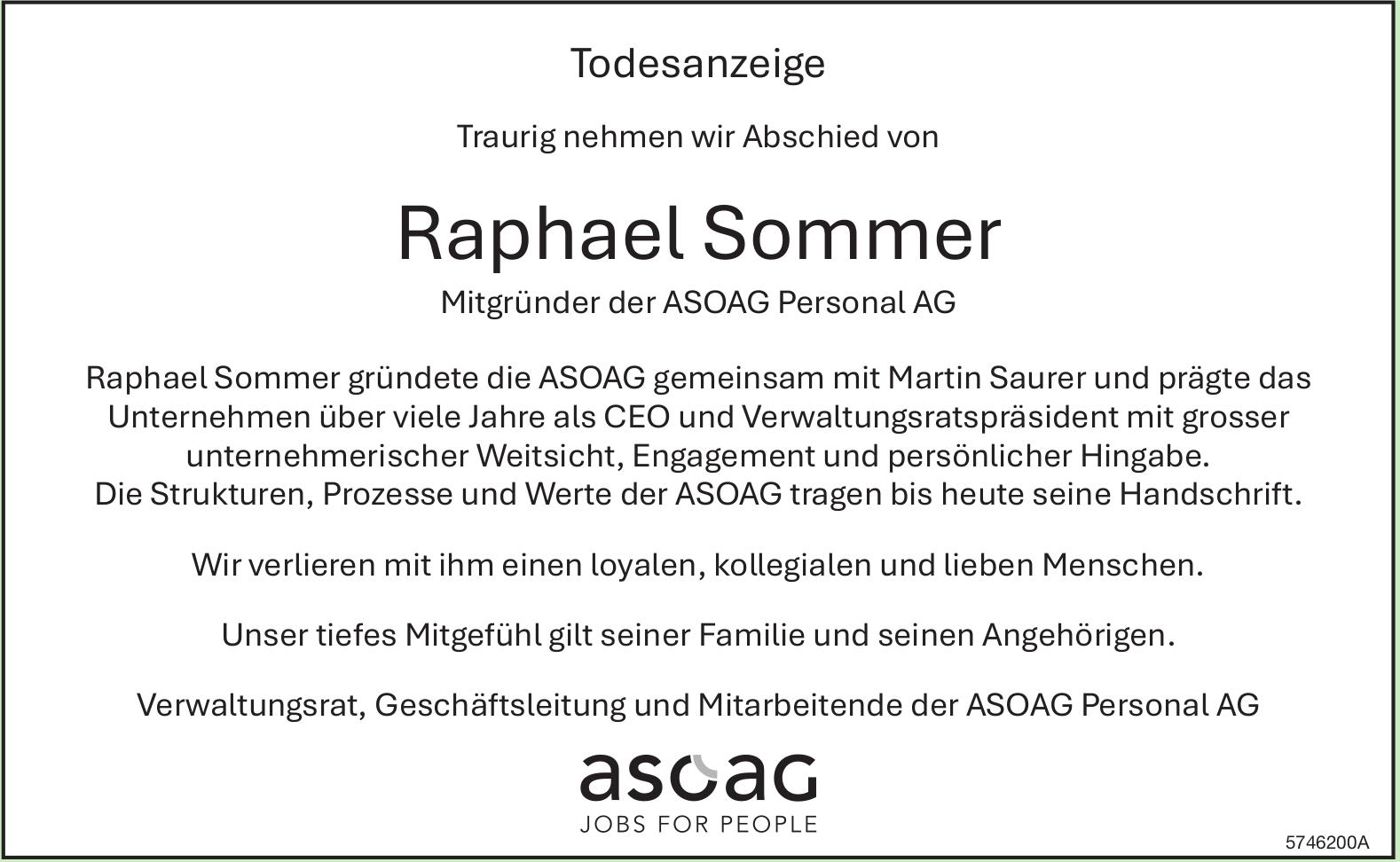 Sommer Raphael, im Januar 2026 / DS