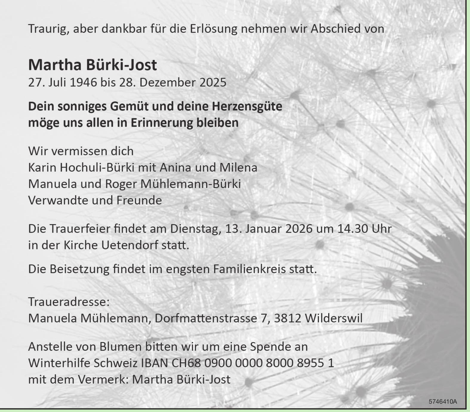 Bürki-Jost Martha, Dezember 2025 / TA