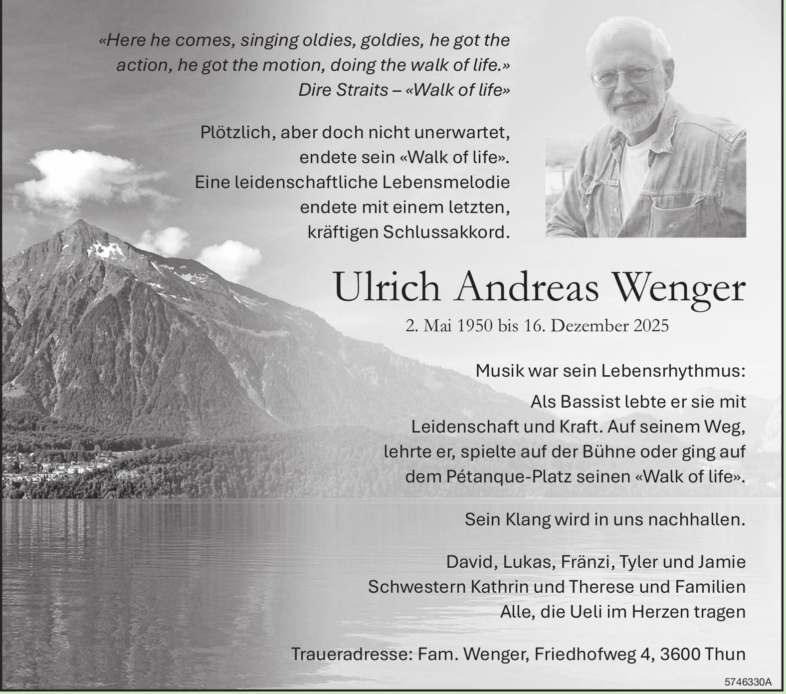 Wenger Ulrich Andreas, Dezember 2025 / TA