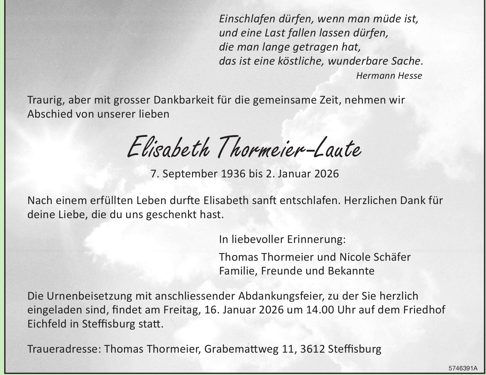 Thormeier-Laute Elisabeth, Januar 2026 / TA