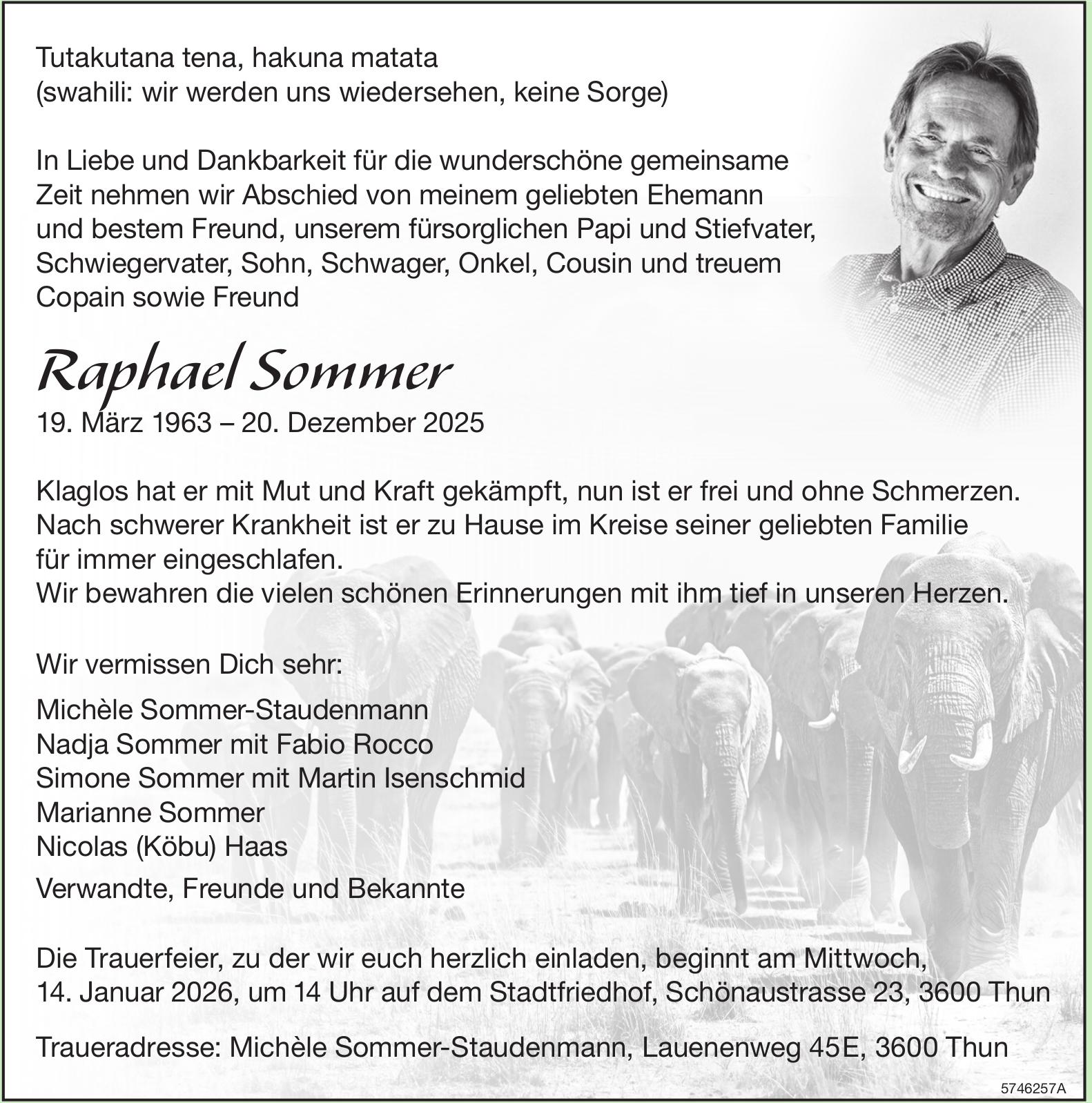 Sommer Raphael, Dezember 2025 / TA