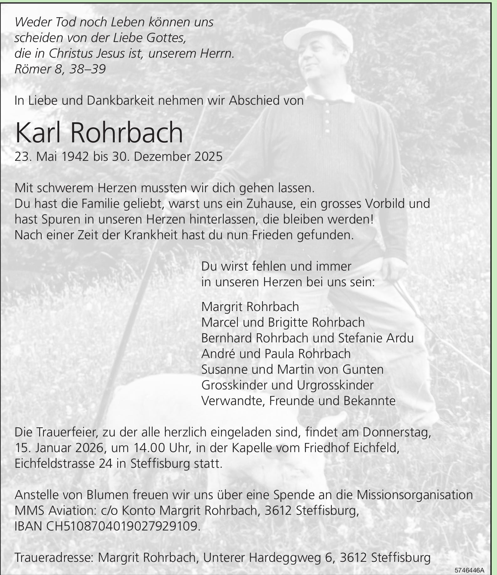 Rohrbach Karl, Dezember 2025 / TA