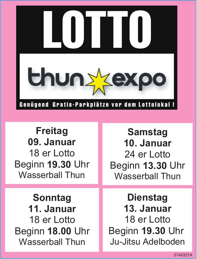 LOTTO, 6. - 13. Januar, thun expo