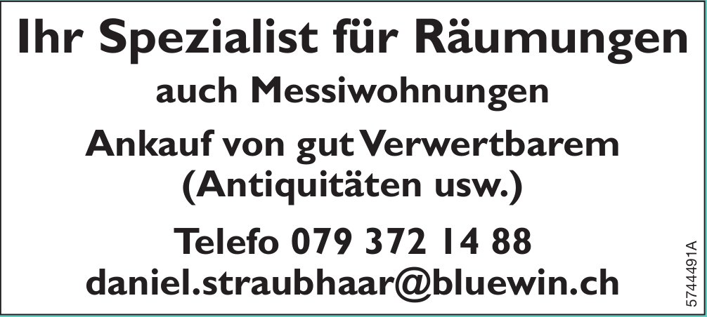 Daniel Straubhaar, Ihr Spezialist für Räumungen