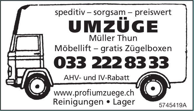 UMZÜGE Müller Thun, speditiv – sorgsam – preiswert