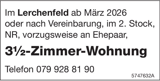 3½-Zimmer-Wohnung, Lerchenfeld, zu vermieten
