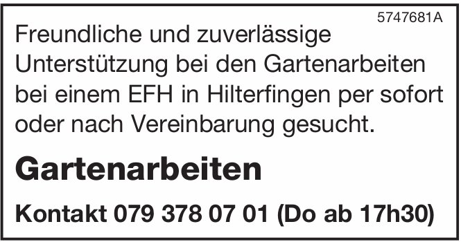 Hilfe bei Gartenarbeiten, Hilterfingen, gesucht