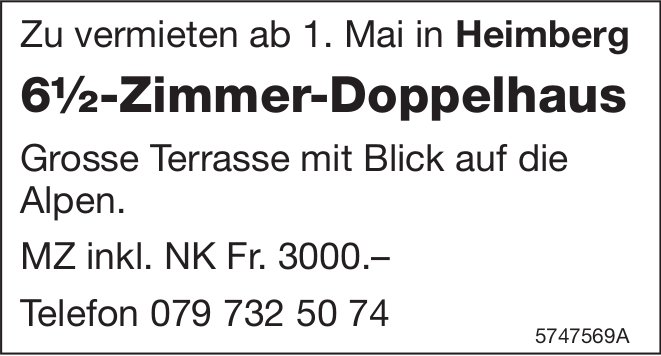 6½-Zimmer-Doppelhaus, Heimberg, zu vermieten