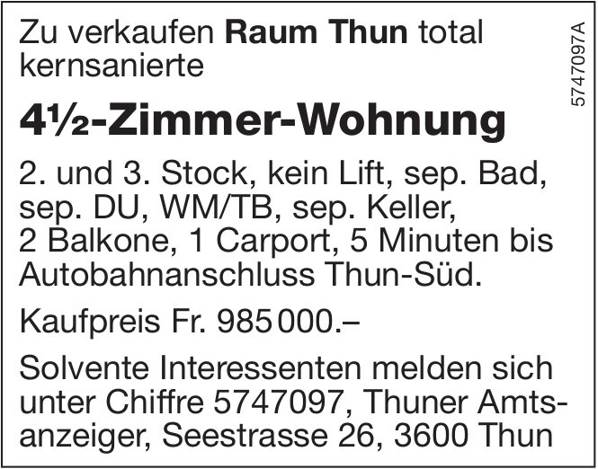 4½-Zimmer-Wohnung, zu verkaufen