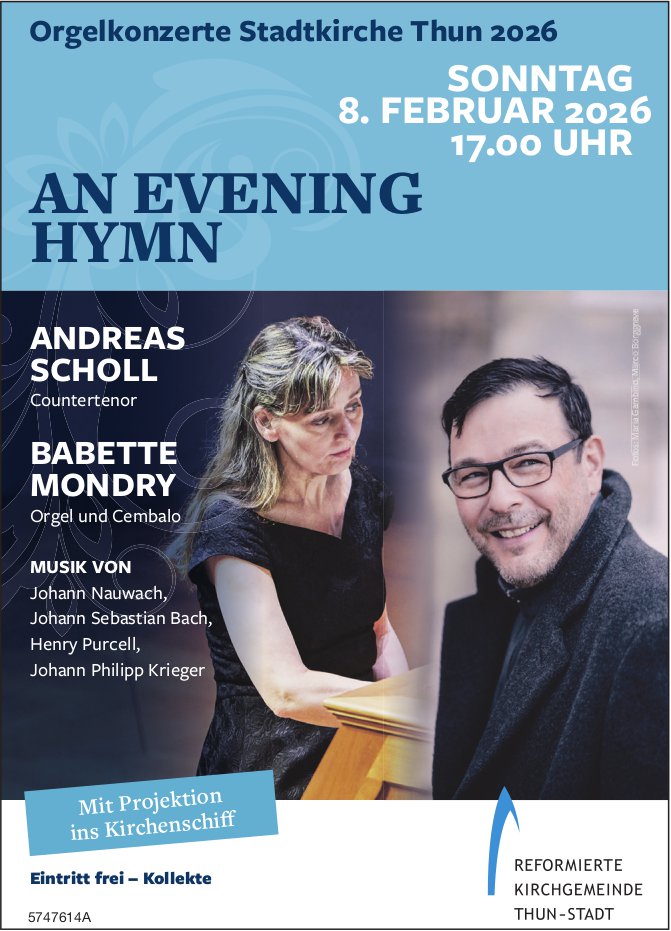 AN EVENING HYMN, 8. Februar, Stadtkirche