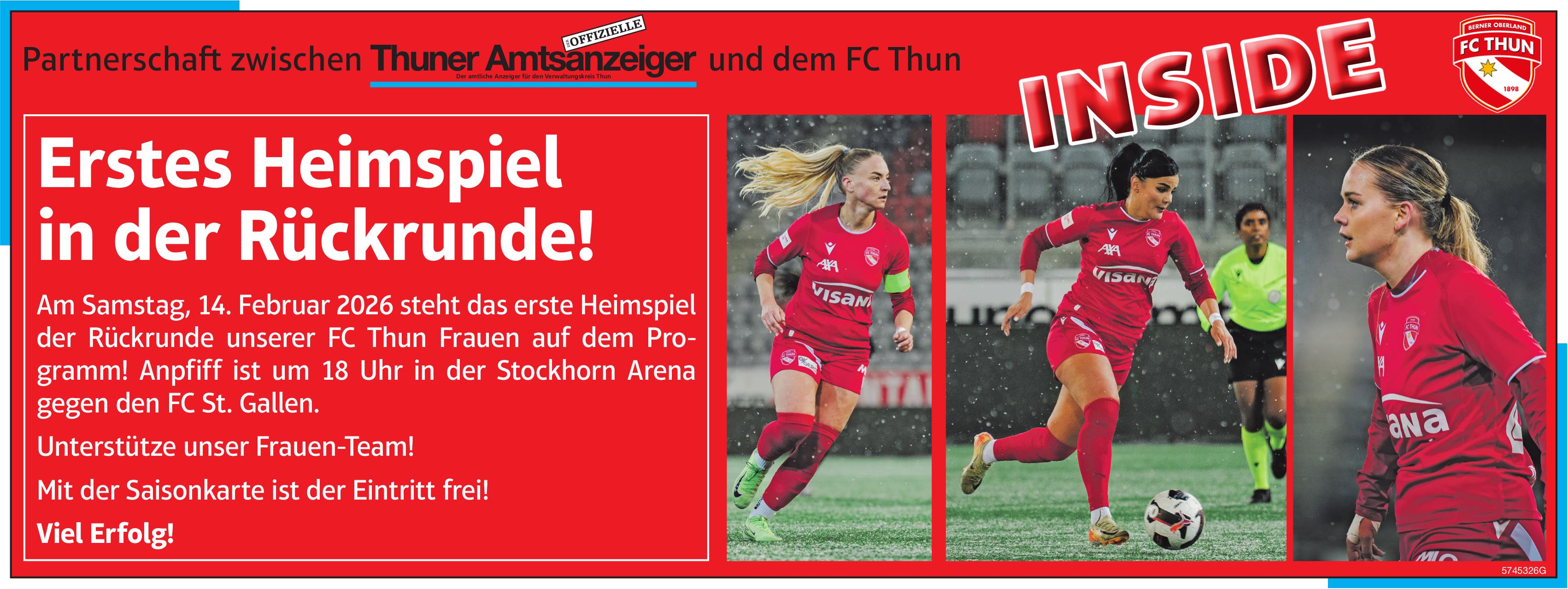 Erstes Heimspiel in der Rückrunde!, 14. Februar, Stockhorn Arena