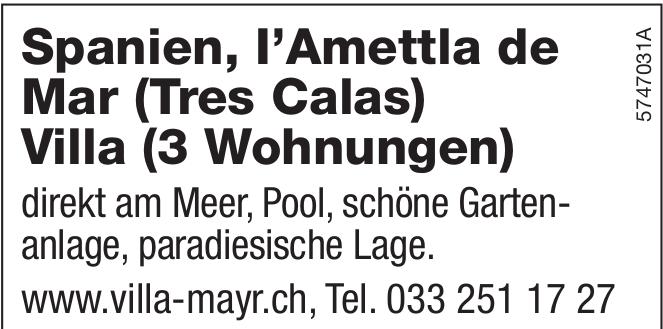 Spanien, I’Amettla de Mar (Tres Calas), 3-Zimmer-Wohnung, zu verkaufen