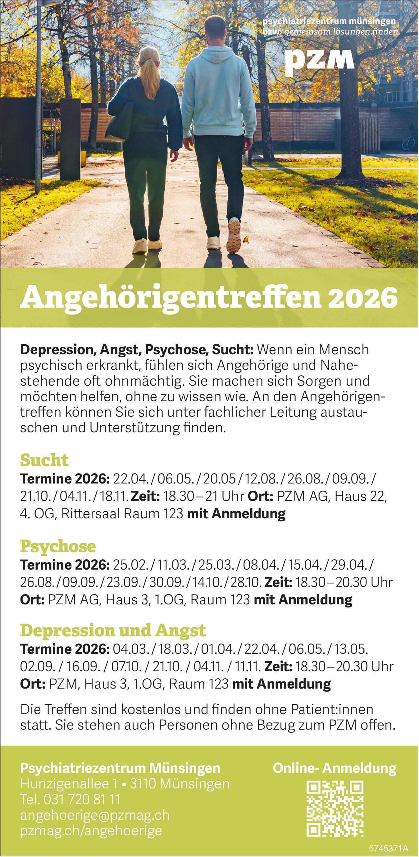 Angehörigentreffen 2026, 25. Februar - 18. November, Psychiatriezentrum Münsingen