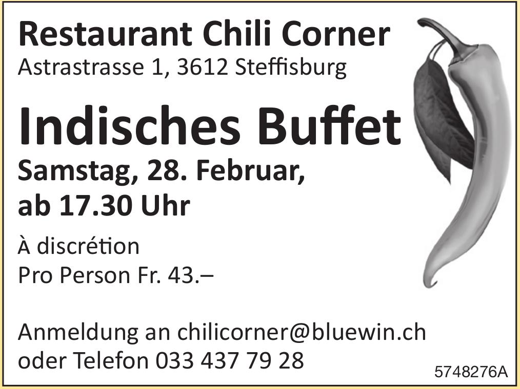 Indisches Buffet, 28. Februar, Restaurant Chili Corner, Steffisburg