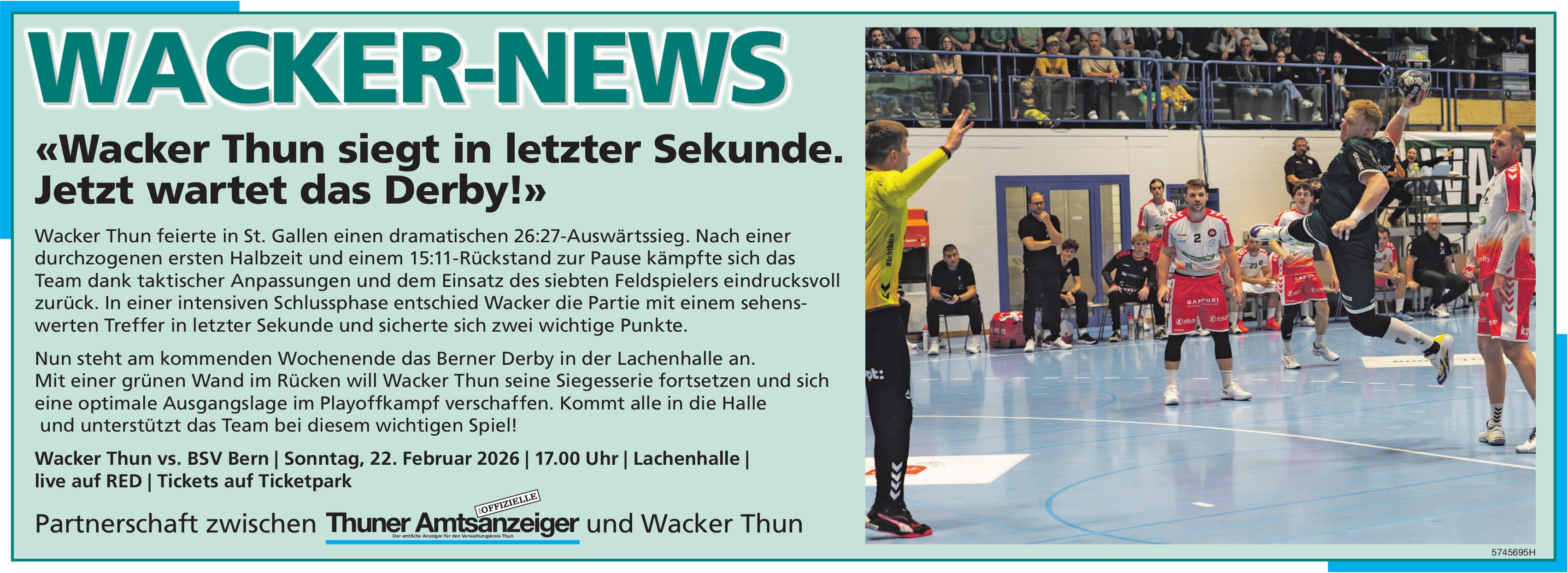 Wacker Thun vs. BSV Bern, 22. Februar, Lachenhalle