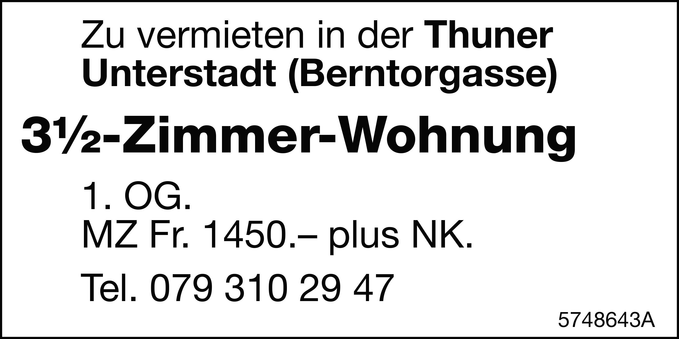 3½-Zimmer-Wohnung, Thun, zu vermieten