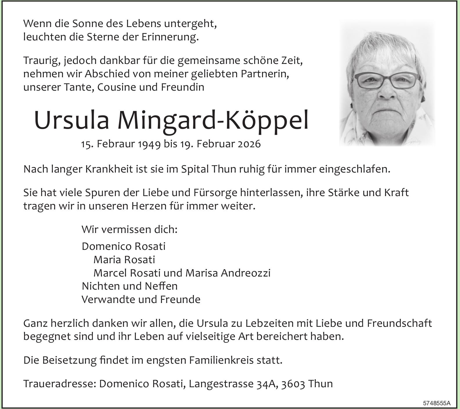 Mingard-Köppel Ursula, Februar 2026 / TA