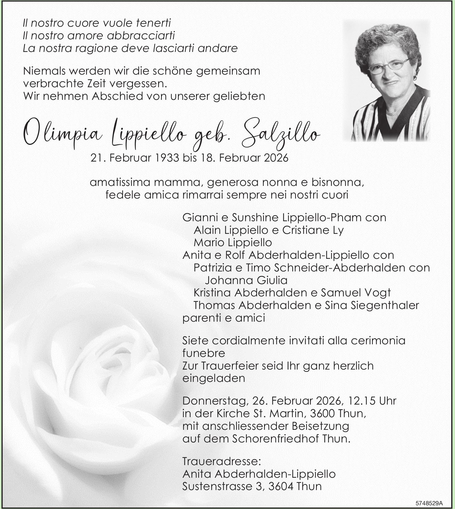 Lippiello Olimpia, Februar 2026 / TA