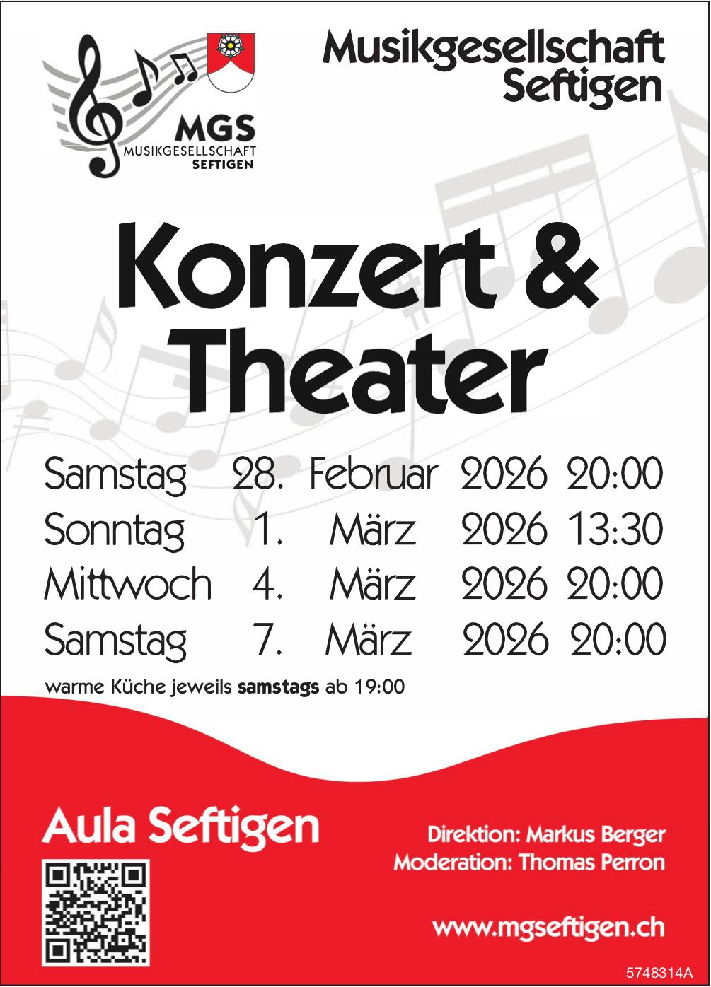 Konzert und Theater, 28. Februar - 7. März, Aula Seftigen