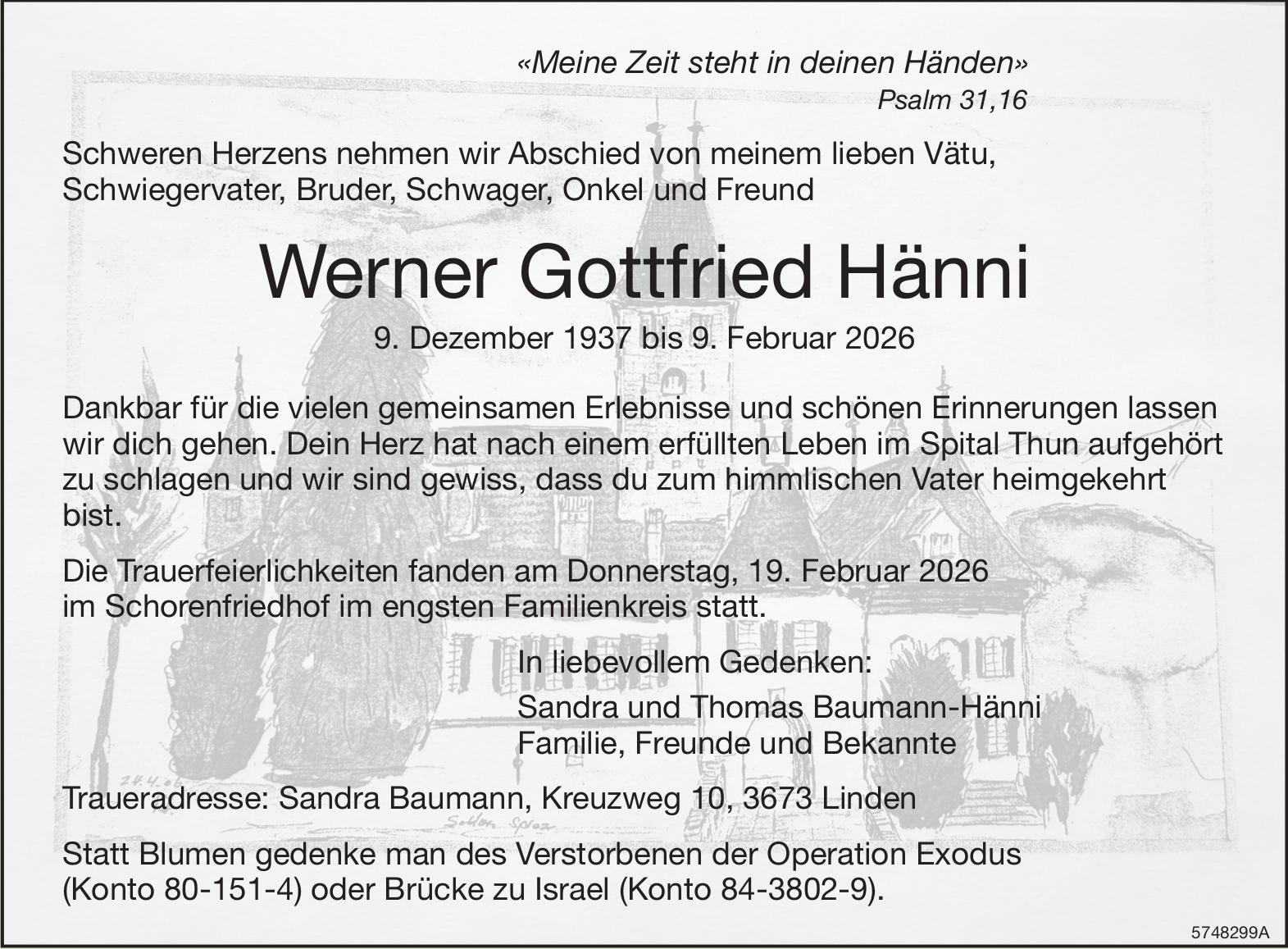 Hänni Werner Gottfried, Februar 2026 / TA