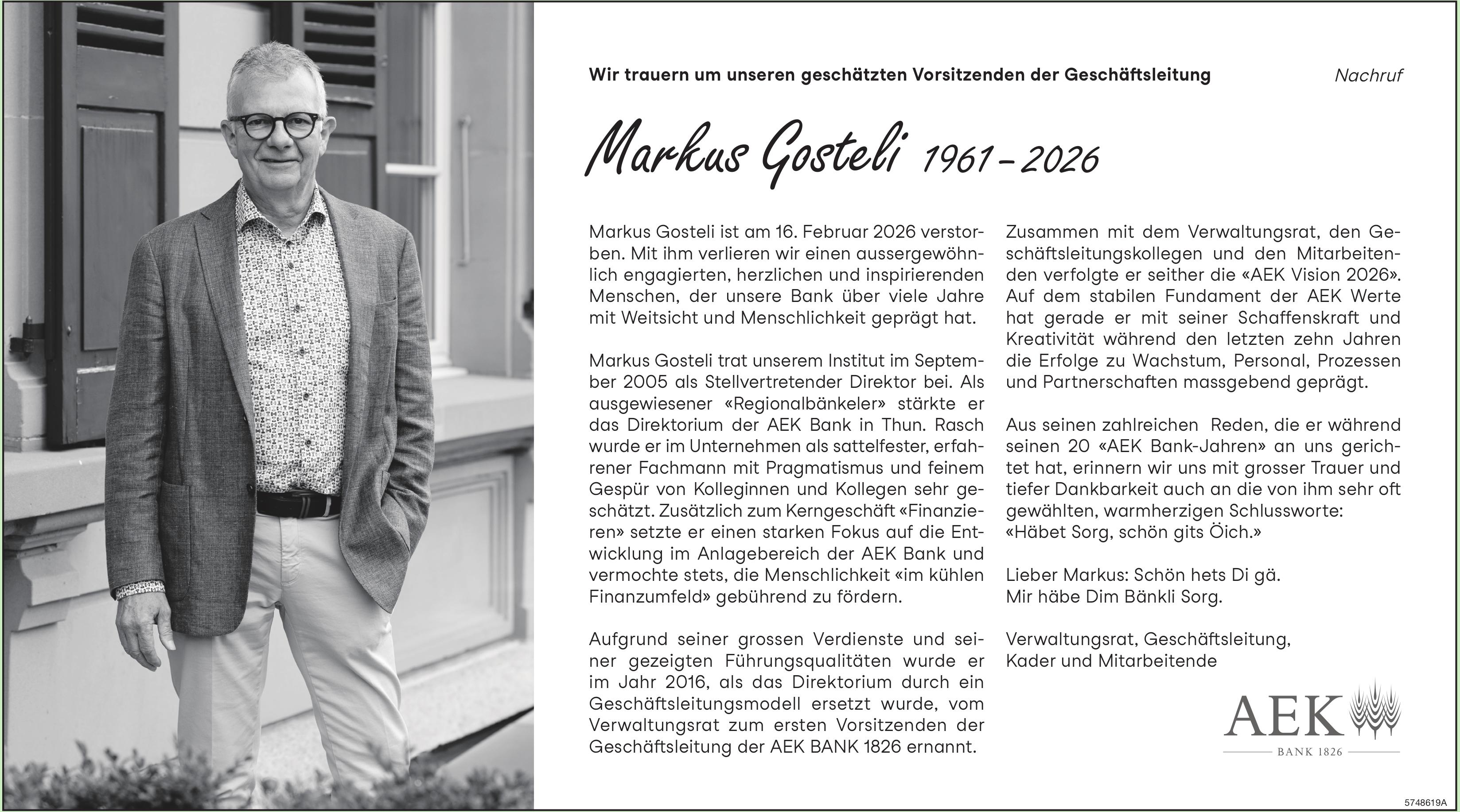 Gosteli Markus, Februar 2026 / TA